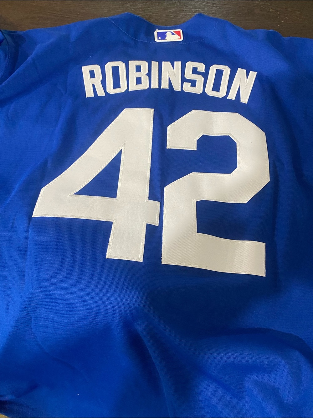 Nike Royal Blue Dodgers Jersey with White Script and Red Number Jackie Robinson - Picture 2 of 6